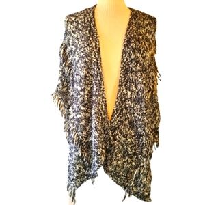Hollister Size XS Black and White Boho Knit Cardigan Vest